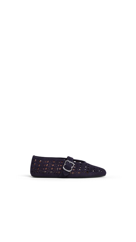 ALA&Iuml;A BALLET FLATS VIENNE IN SUEDE EGGPLANT