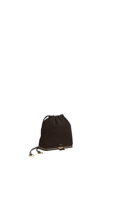 ALA&Iuml;A LE POCHON BAG IN SUEDE DARK BROWN - View 2