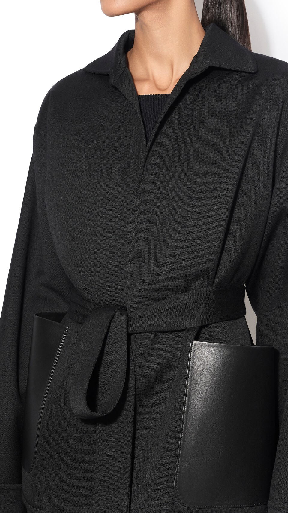 ALA&Iuml;A WRAP TAILORED WOOL JACKET BLACK - View 4