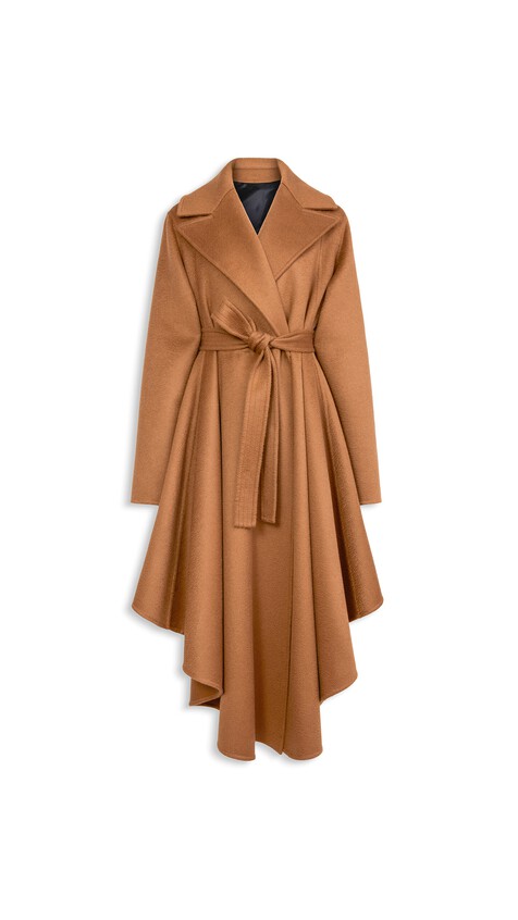 ALA&Iuml;A DOUBLE FACE CASHMERE WRAP COAT HAVANA