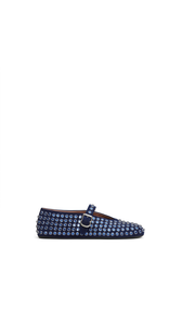 DARK BLUE - ALA&Iuml;A STRASS SUEDE BALLET FLATS