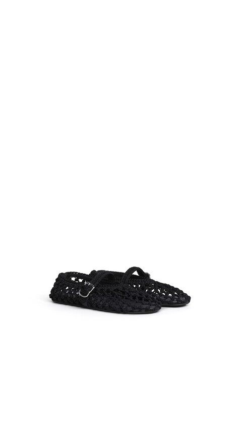 ALA&Iuml;A BALLET FLATS IN SATIN CORD BLACK - View 2