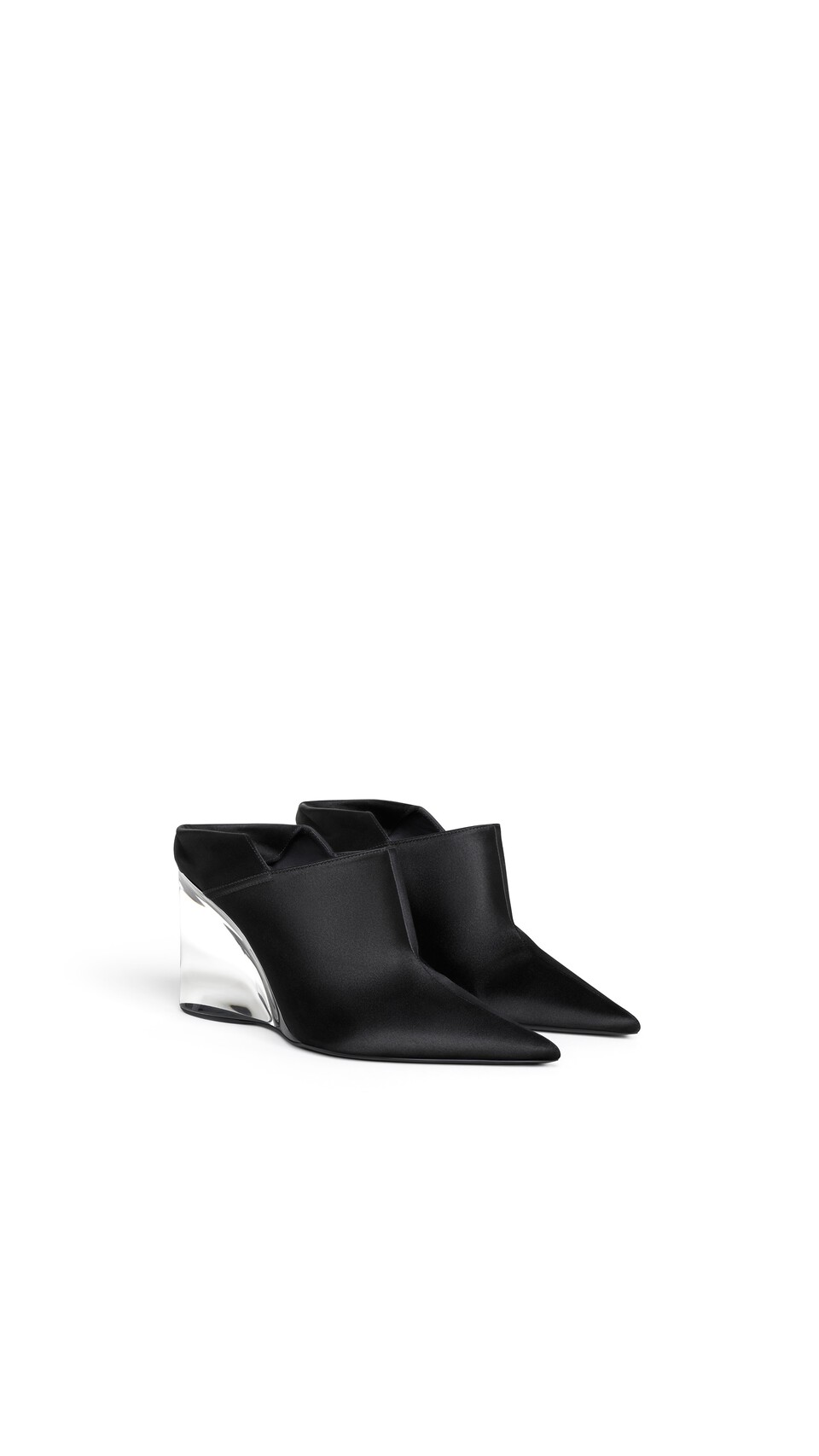 ALA&Iuml;A INVISIBLE MULES IN SATIN BLACK - View 2