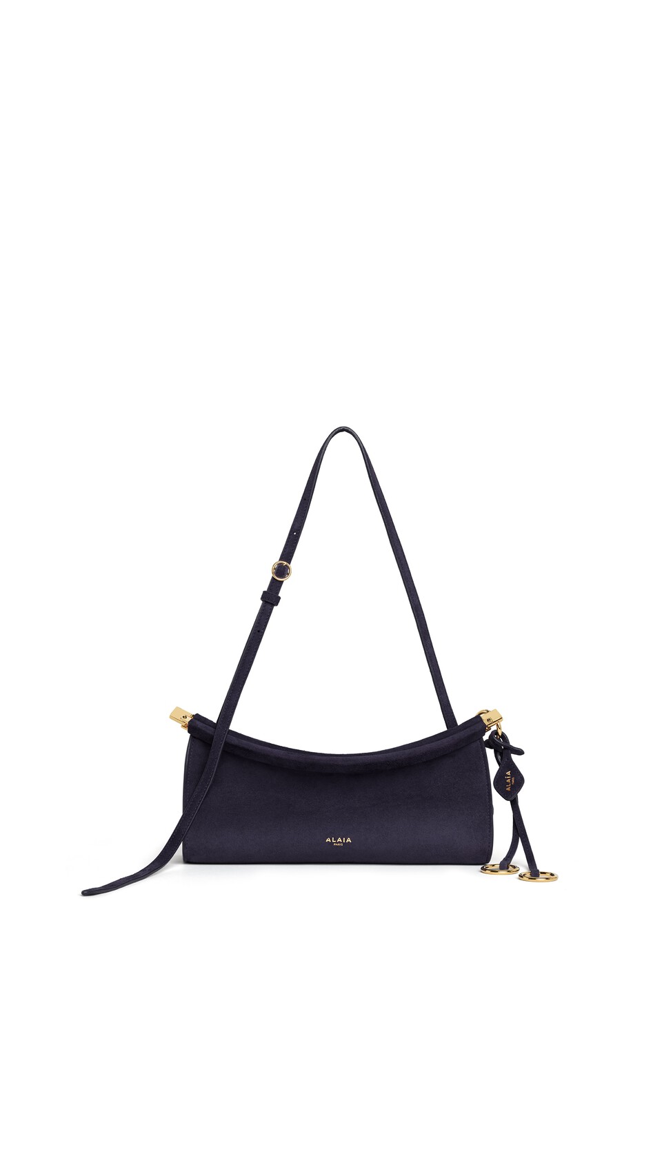 ALA&Iuml;A LE CLICK EAST WEST SMALL BAG IN SUEDE EGGPLANT