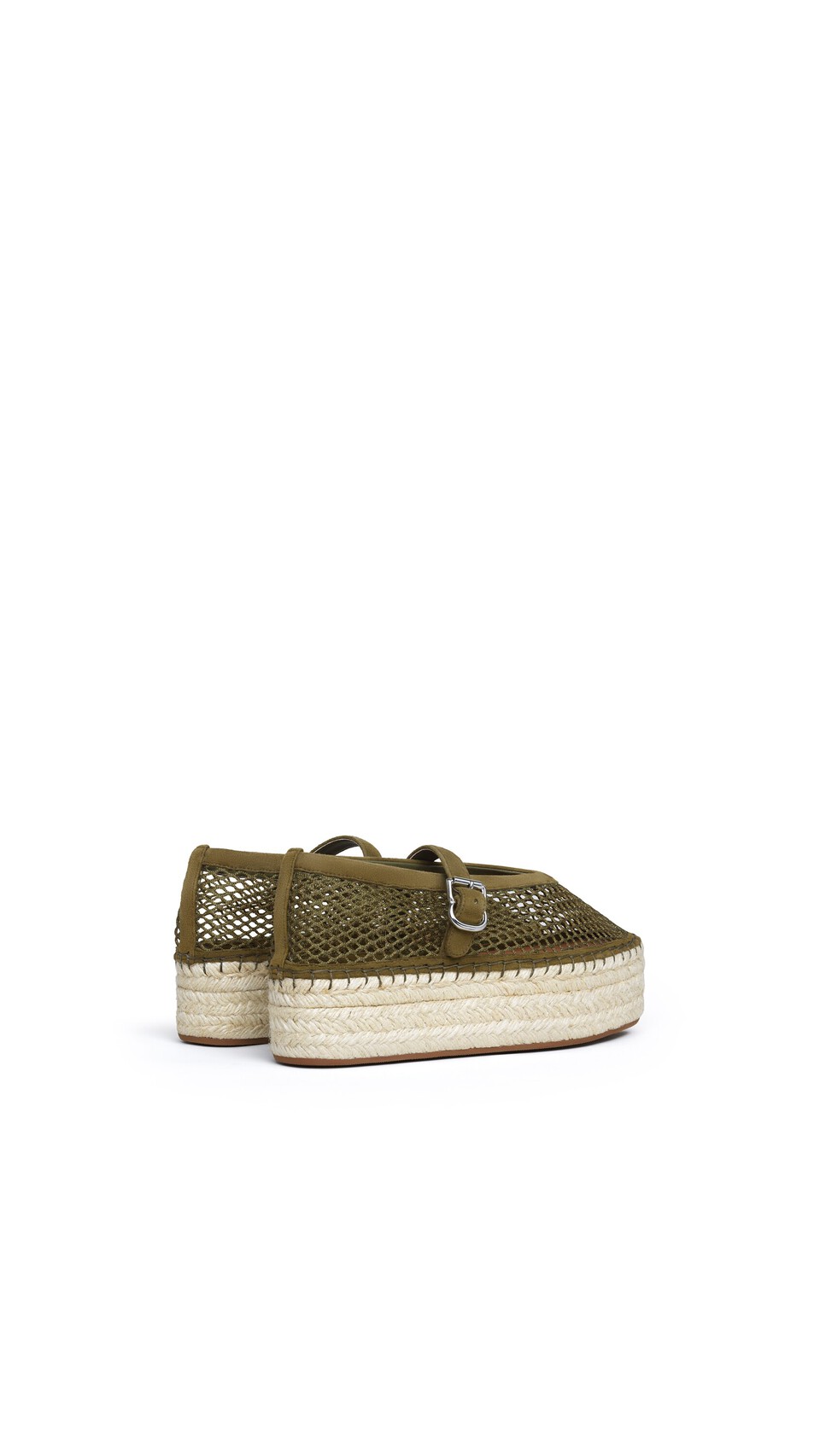 ALA&Iuml;A ESPADRILLES IN FISHNET AND SUEDE KAKI - View 3