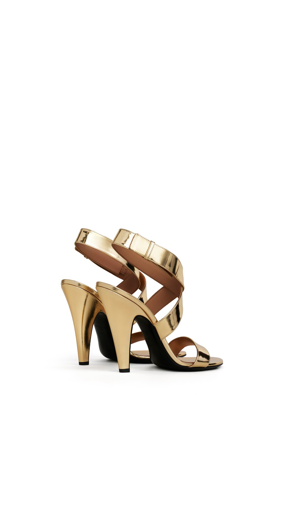 ALA&Iuml;A CONE SANDALS IN MIRROR FABRIC PLATINUM - View 3