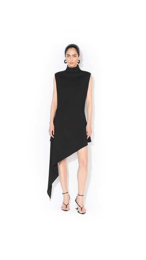 WOOL GABARDINE POINTED DRESS