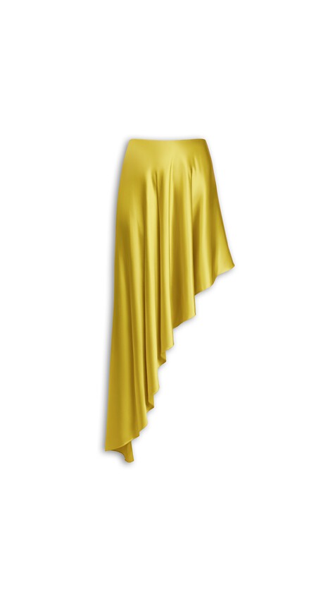 ALA&Iuml;A POINTED SATIN SKIRT LIME