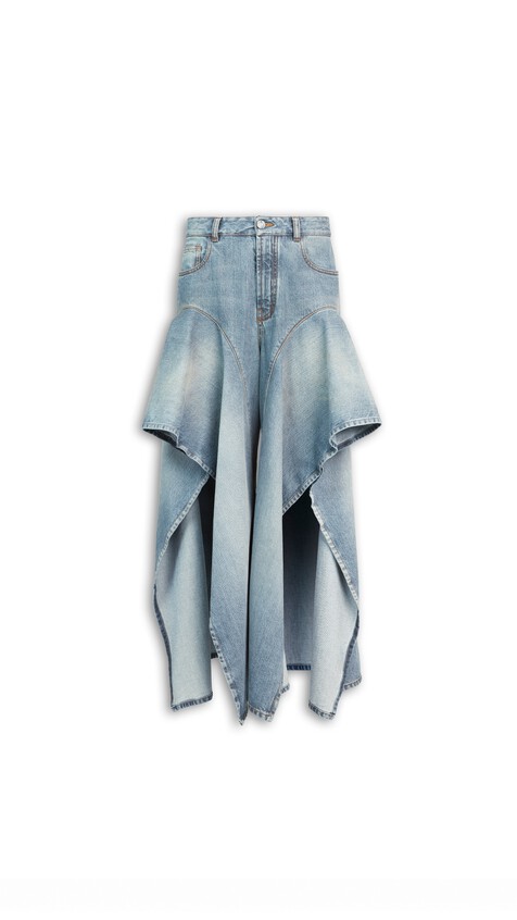 ALA&Iuml;A RUFFLE FADED JEANS FADED BLUE