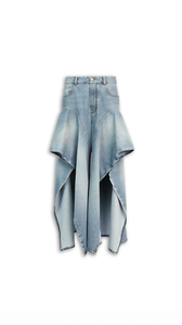 FADED BLUE - ALA&Iuml;A RUFFLE FADED JEANS