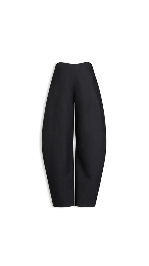 ALA&Iuml;A ROUND WOOL CREPE PANTS ANTHRACITE