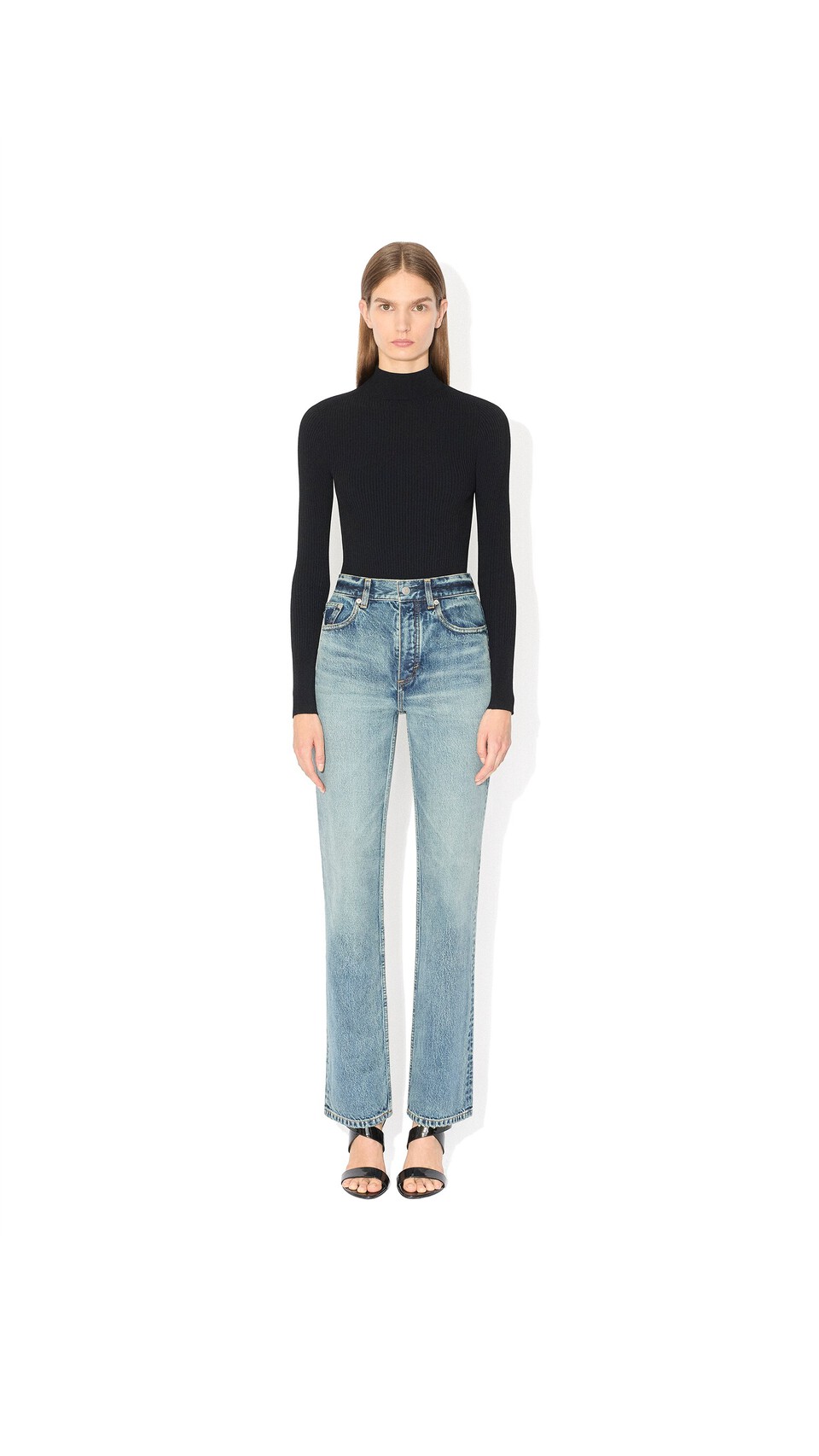 ALA&Iuml;A JEANS DRITTI IN DENIM AZZURRO - View 2
