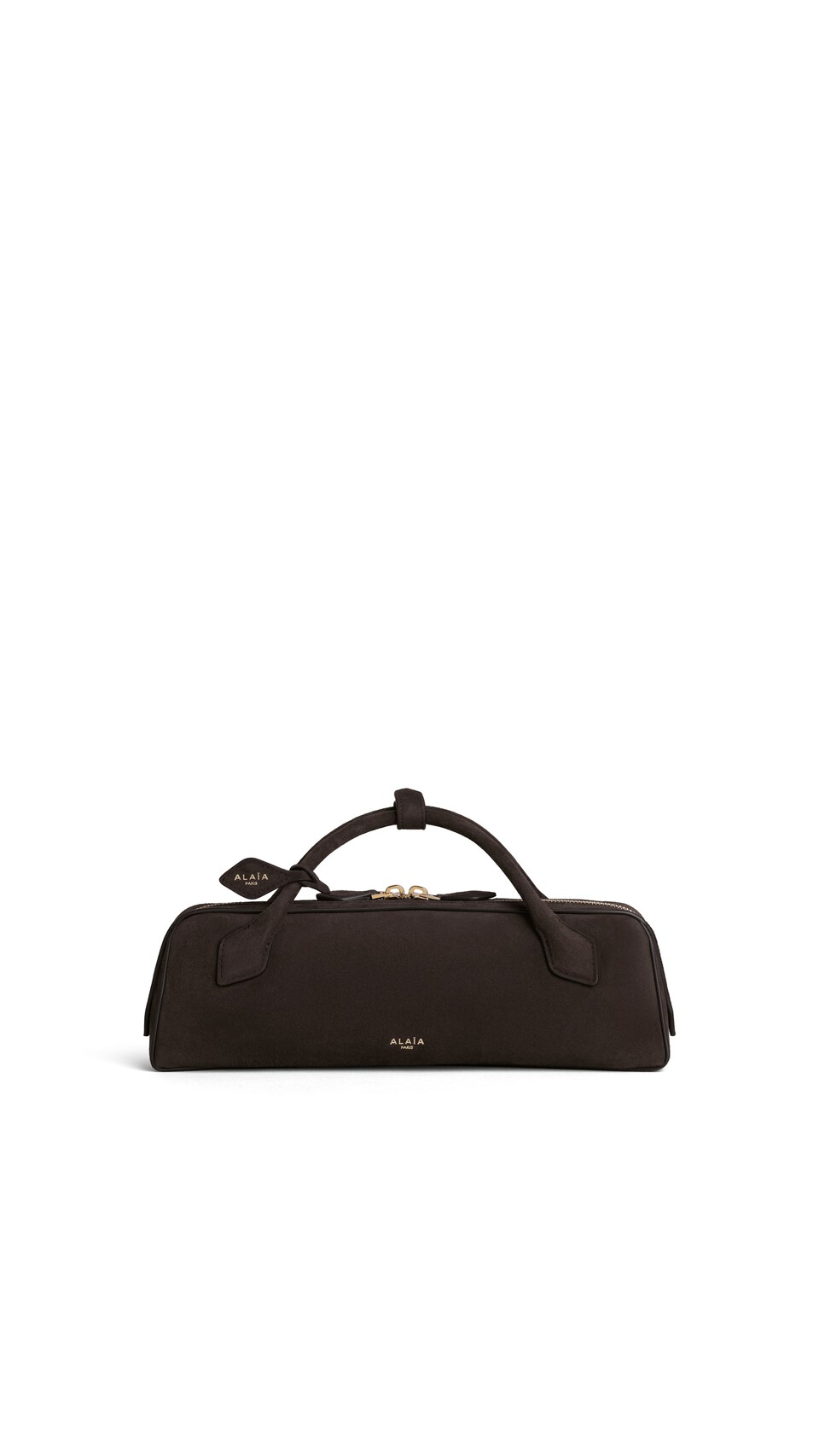 ALA&Iuml;A LE TECKEL CLUTCH IN SUEDE DARK BROWN