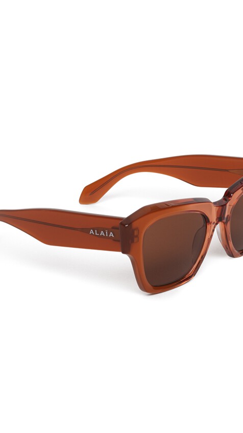 ALA&Iuml;A MELTED SQUARE SUNGLASSES CHESTNUT - View 2