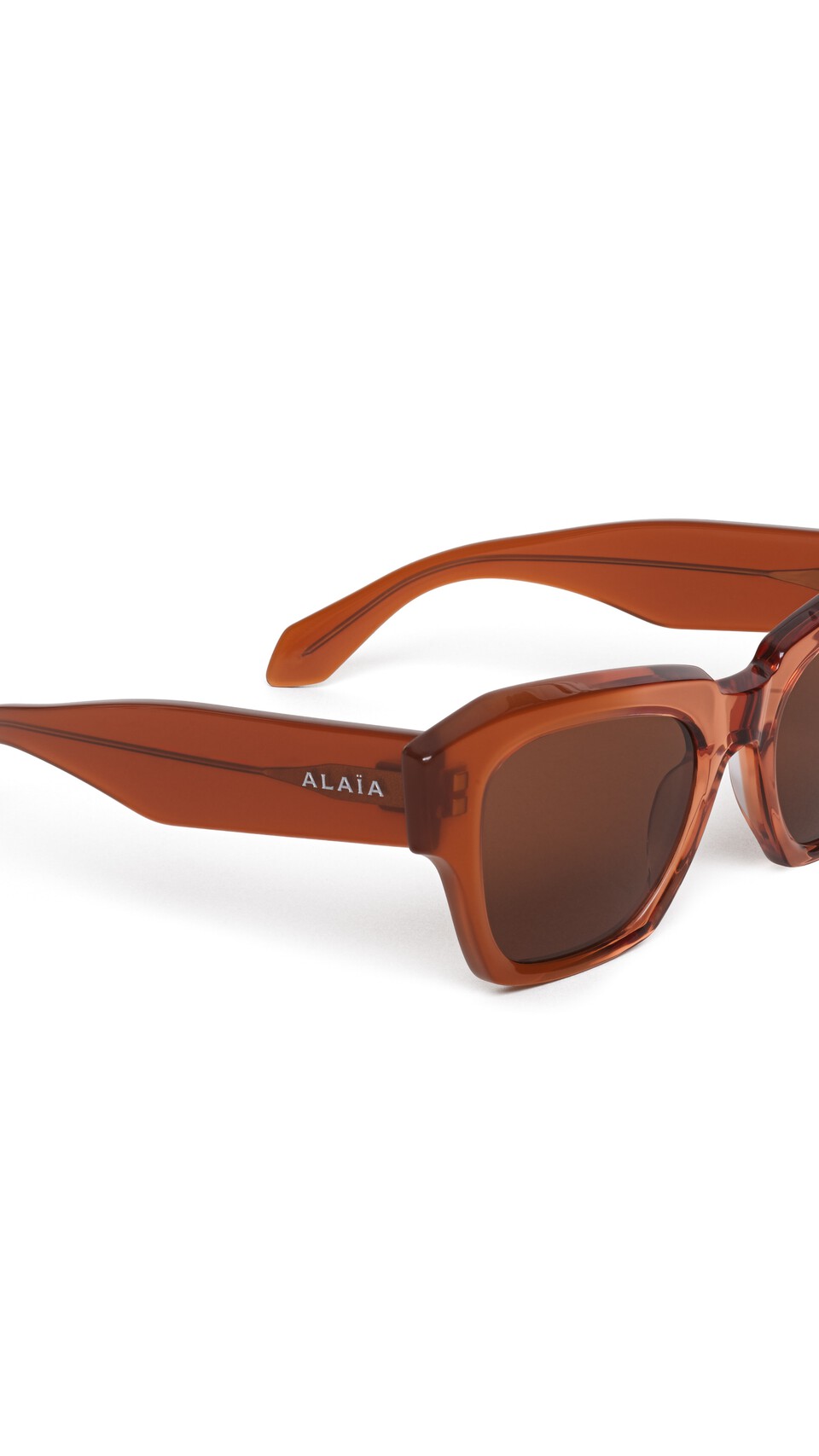 ALA&Iuml;A MELTED SQUARE SUNGLASSES CHESTNUT - View 3