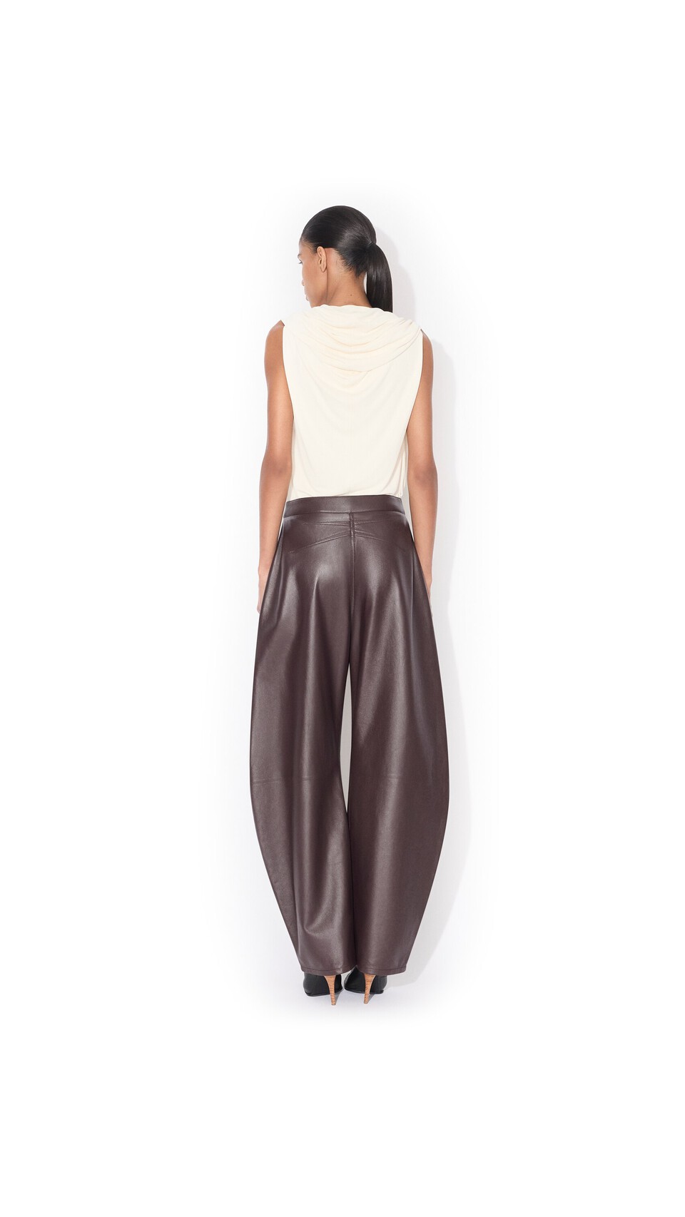 ALA&Iuml;A HOODED VISCOSE BODYSUIT PANNA COTTA - View 4