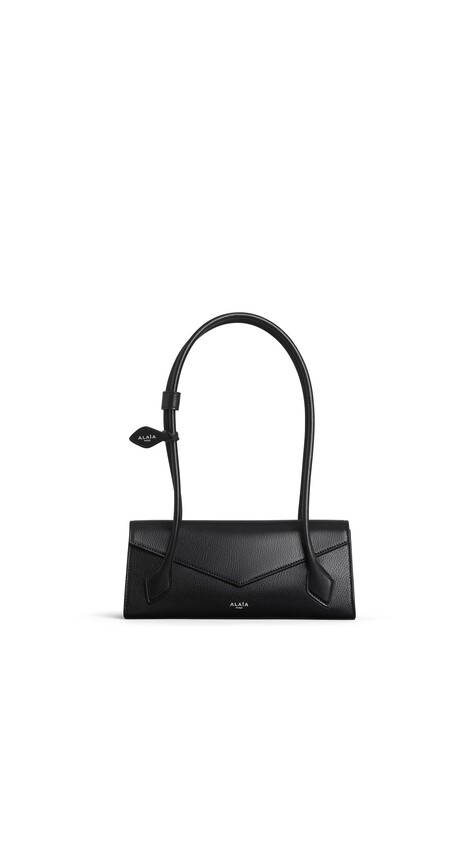 ALA&Iuml;A LE TECKEL FLAP SMALL BAG IN SHINY GOATSKIN BLACK