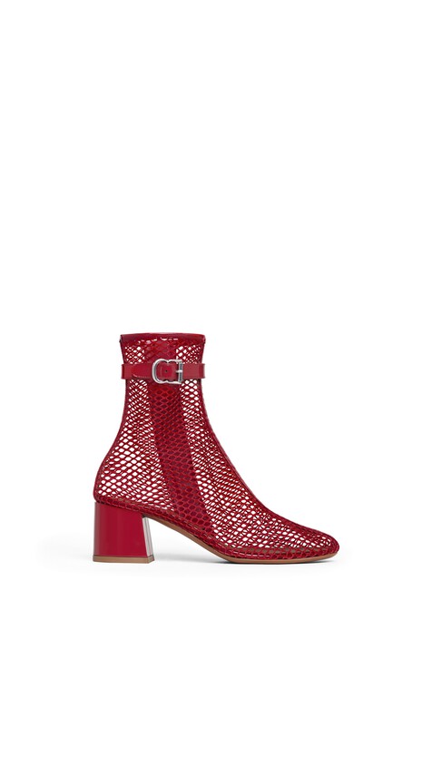ALA&Iuml;A BOOTS 55 IN FISHNET  CARMINE