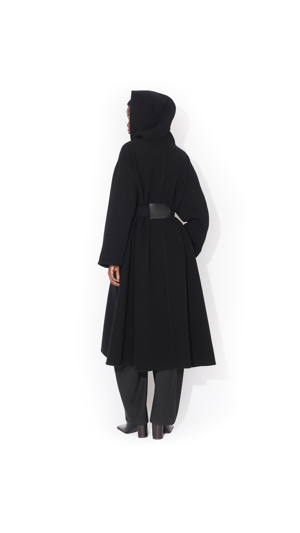 ALA&Iuml;A HOOD WRAP WOOL COAT BLACK - View 4