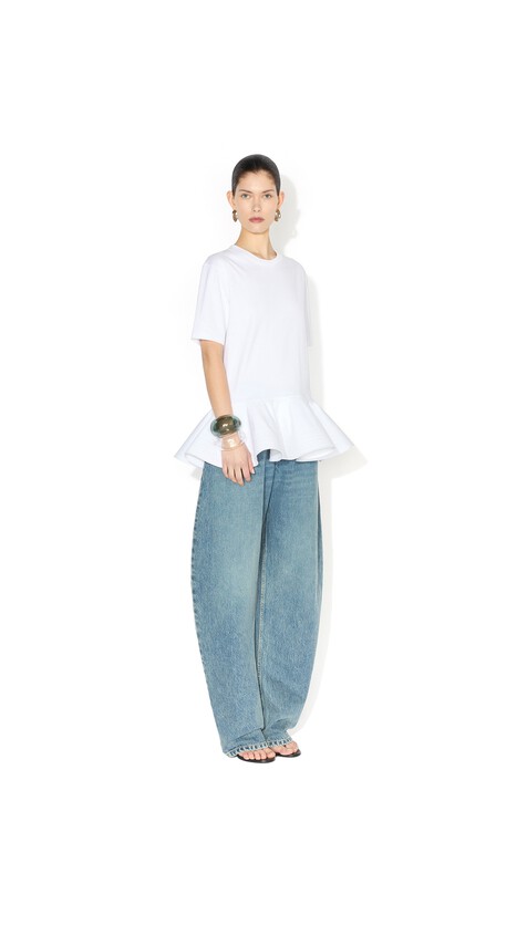 ALA&Iuml;A COTTON JERSEY CRINOLINE T-SHIRT WHITE - View 2