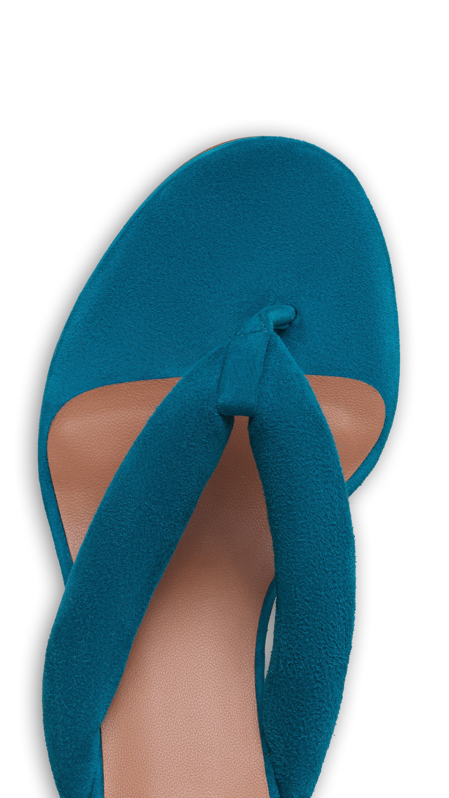 ALA&Iuml;A HEEL THONG MULES IN SUEDE CHINA BLUE - View 4