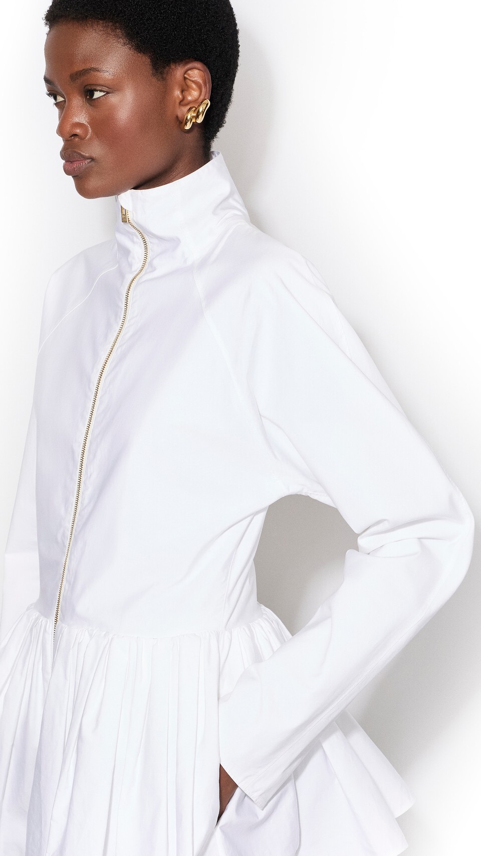 ALA&Iuml;A COTTON POPLIN PEPLUM JACKET WHITE - View 4