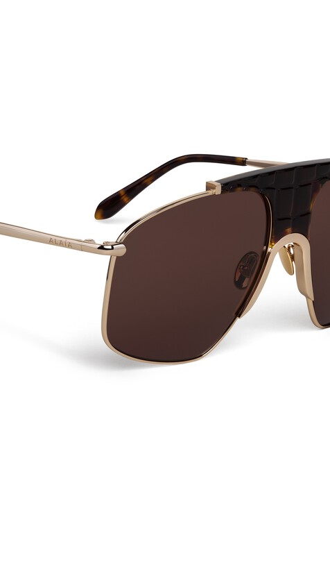 ALA&Iuml;A SQUARE AVIATOR SUNGLASSES GOLD/BROWN - View 2