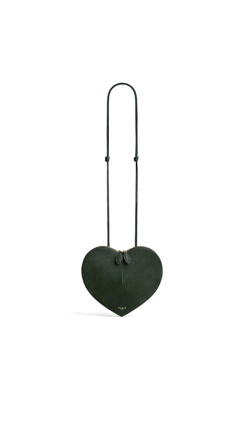 ALA&Iuml;A LE C&OElig;UR BI-MATERIAL BAG IN LEATHER LICHEN