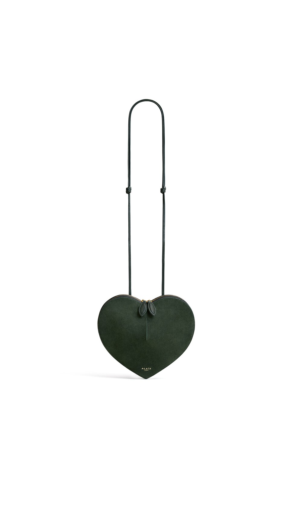 ALA&Iuml;A LE C&OElig;UR BI-MATERIAL BAG IN LEATHER LICHEN