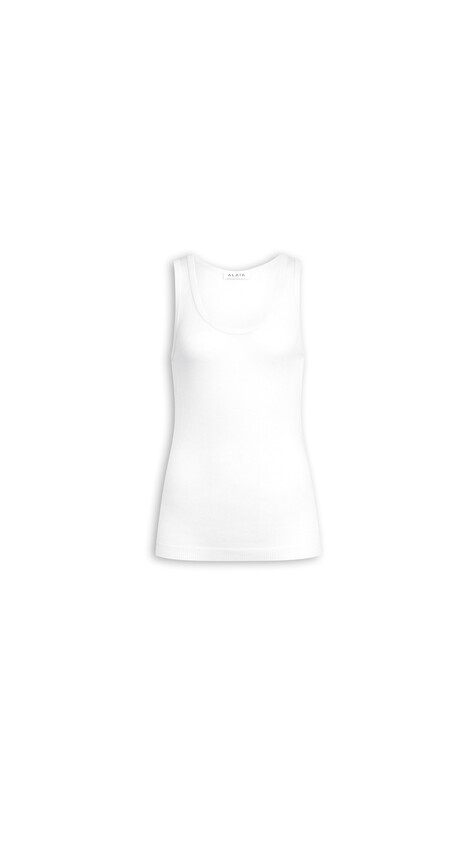 ALA&Iuml;A SHEER WOOL TANK TOP WHITE