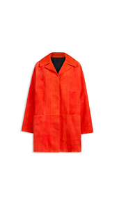 BLOOD ORANGE - ALA&Iuml;A A-LINE SUEDE GOATSKIN COAT