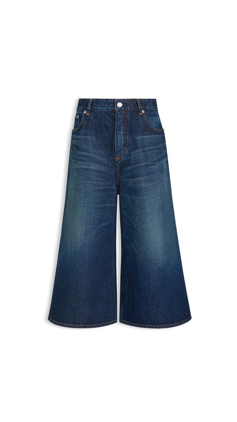 ALA&Iuml;A PALAZZO DENIM SHORTS DOCK BLUE