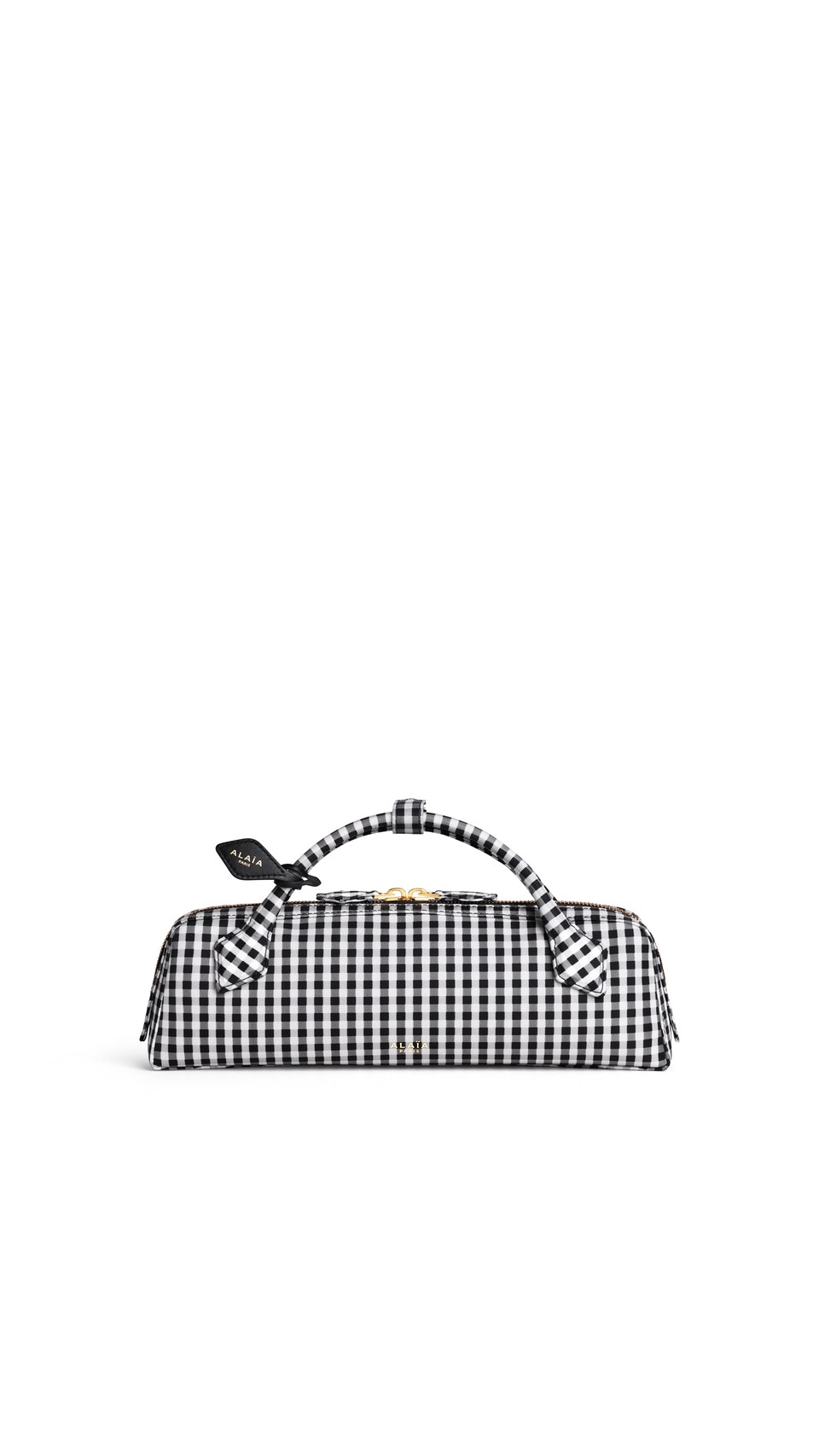 ALA&Iuml;A LE TECKEL CLUTCH &Agrave; MOTIF VICHY NOIR/BLANC