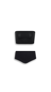 BLACK - ALA&Iuml;A SECOND-SKIN KNIT LINGERIE SET