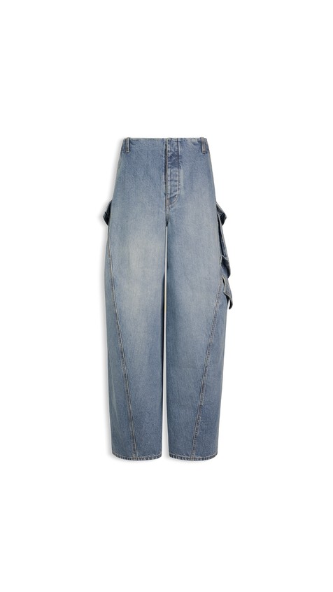 ALA&Iuml;A DENIM CARGO PANTS FADED BLUE