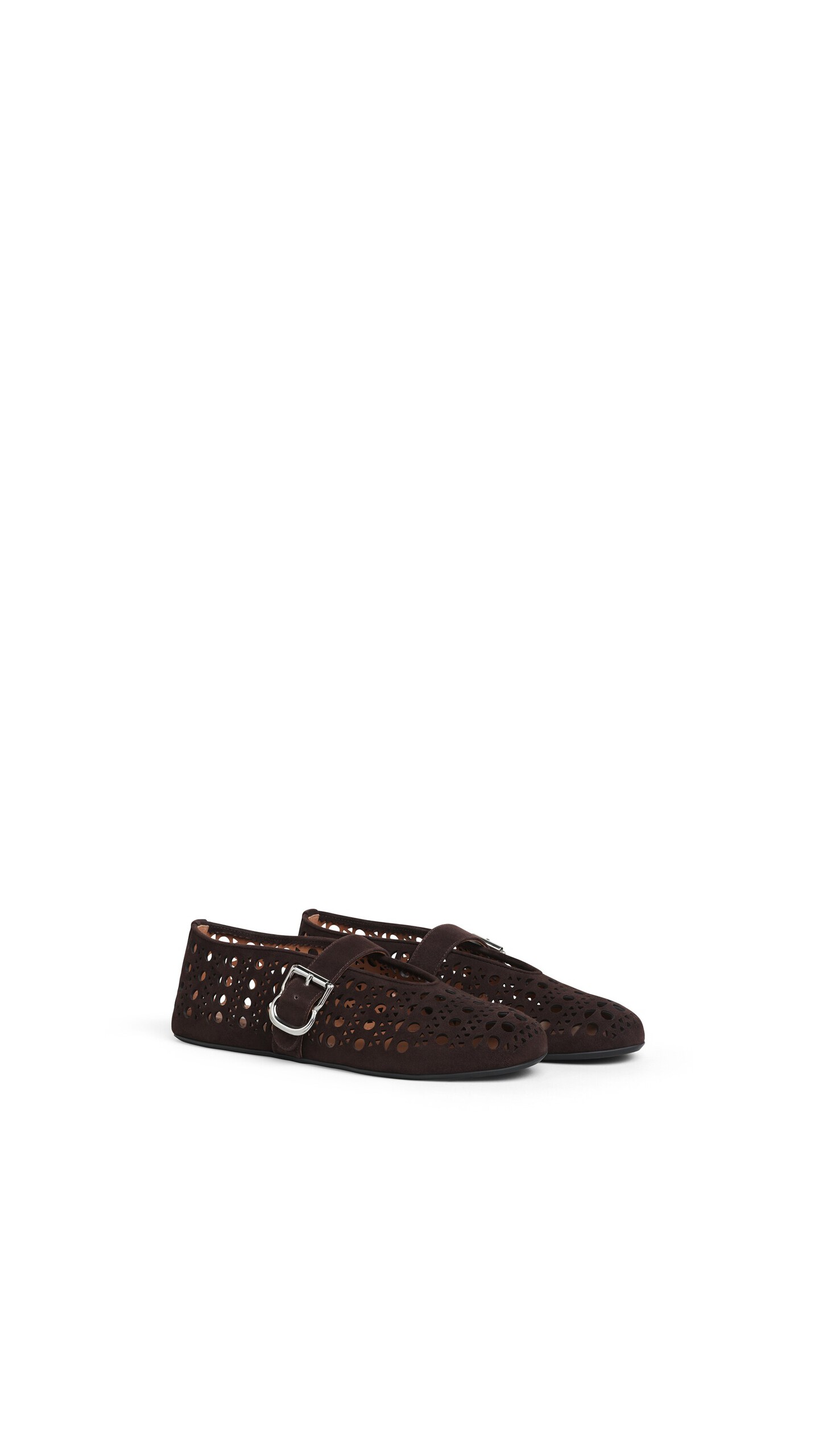 ALA&Iuml;A BALLET FLATS VIENNE IN SUEDE DARK BROWN - View 2