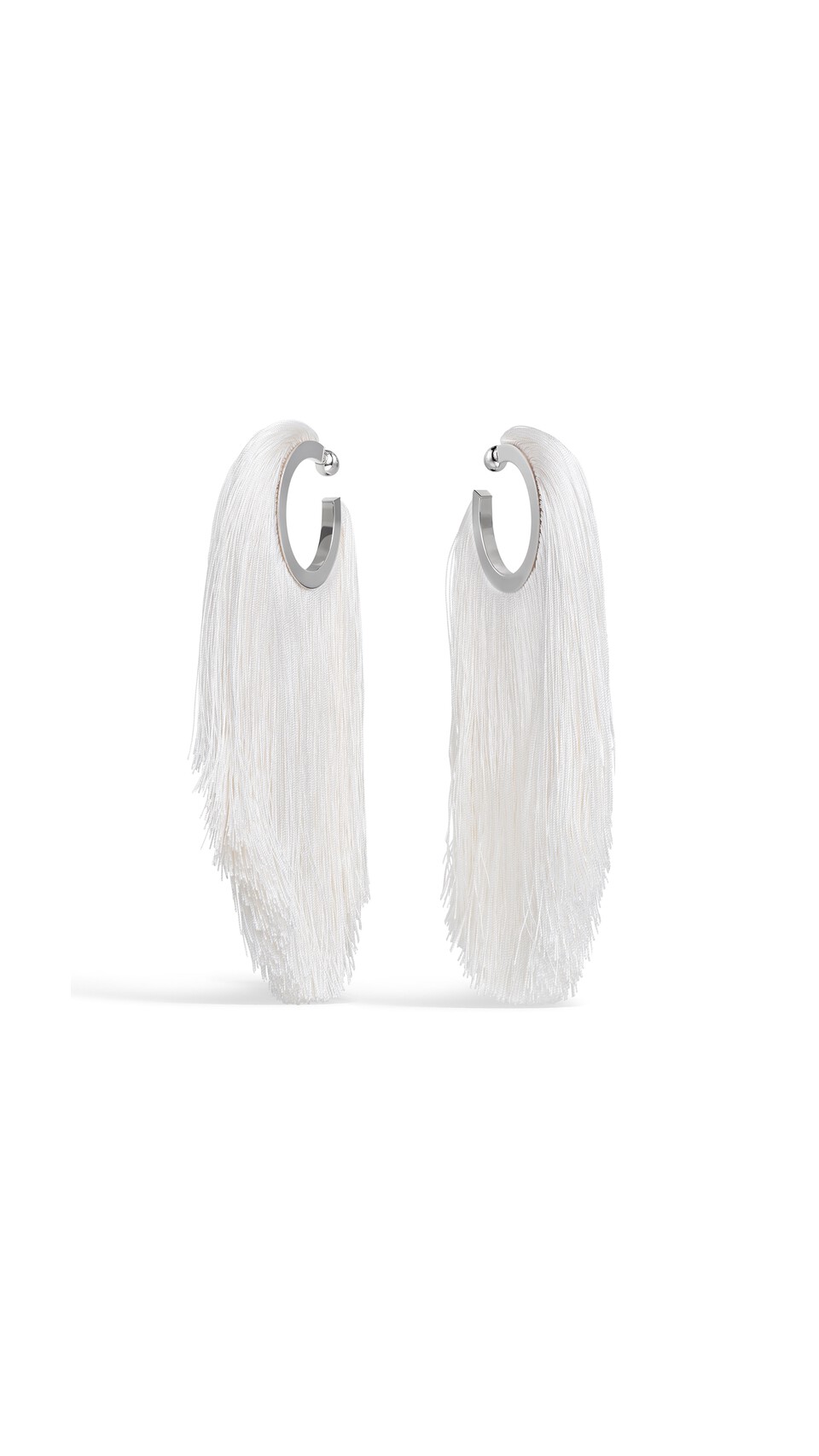ALA&Iuml;A FRINGED HOOP EARRINGS CREAMY WHITE - View 3