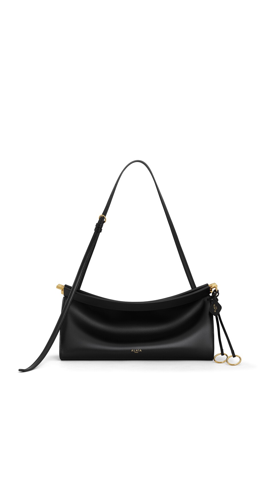 ALA&Iuml;A LE CLICK EAST WEST MEDIUM BAG IN CALFSKIN BLACK