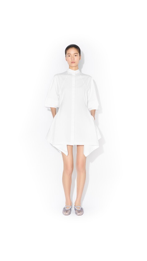 ALA&Iuml;A PANELLED POPLIN DRESS WHITE - View 2