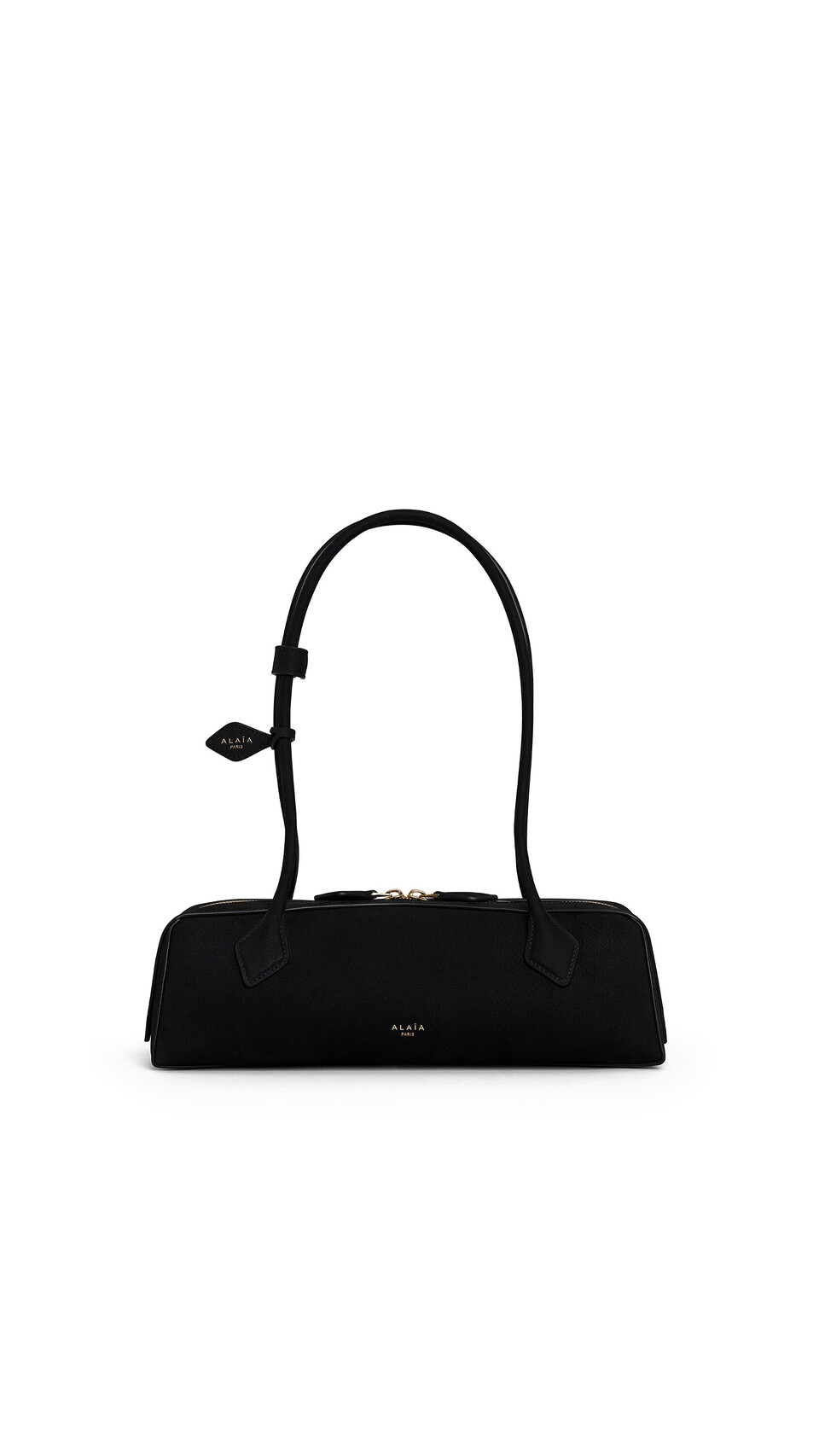ALA&Iuml;A LE TECKEL MEDIUM BAG IN NUBUCK BLACK/GOLD