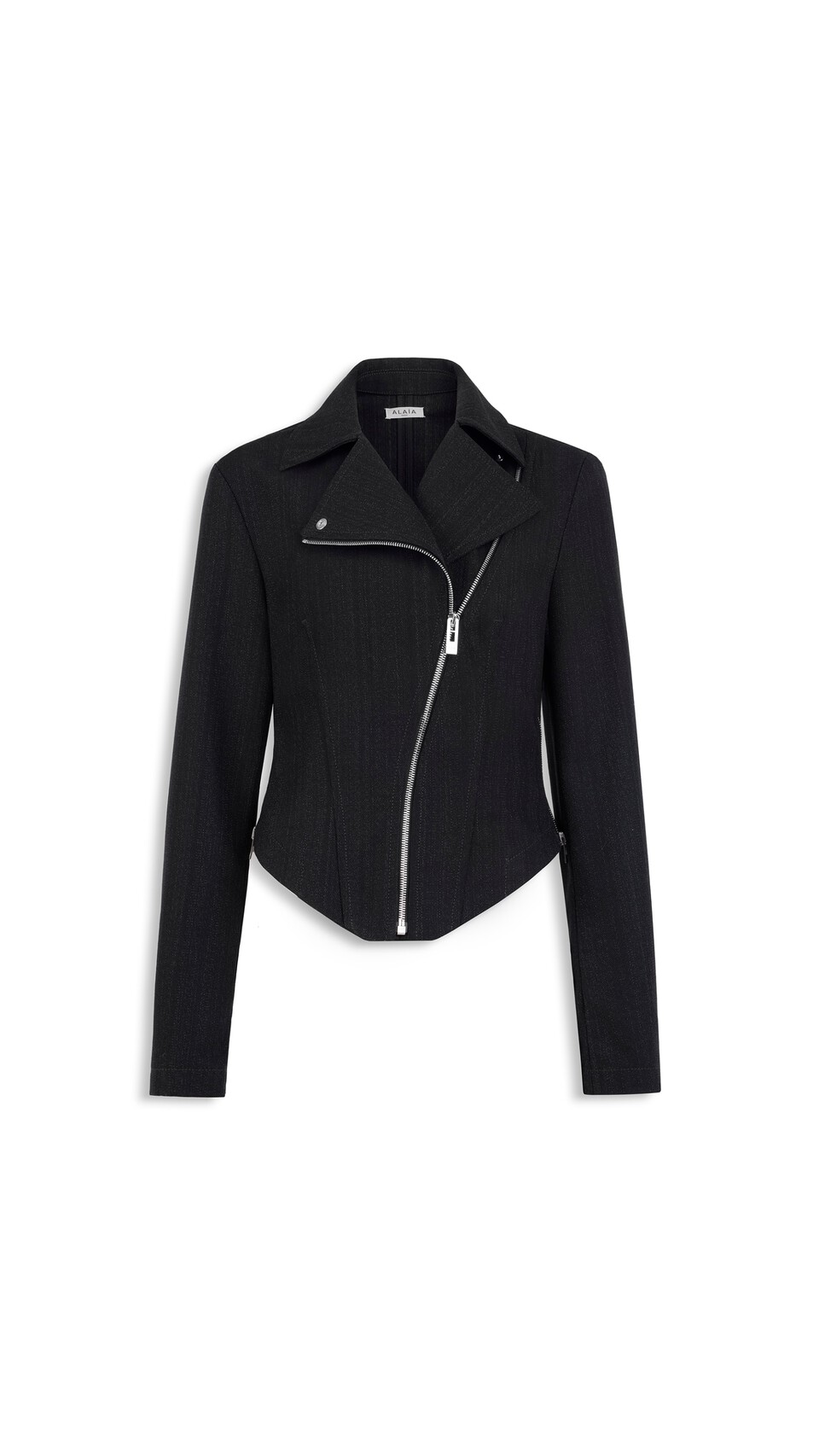 ALA&Iuml;A BIKERJACKE AUS WOLLDENIM NACHT