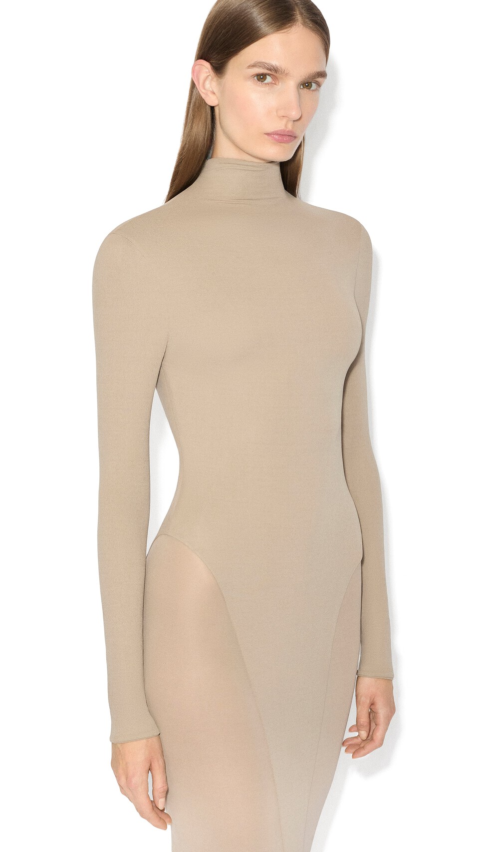 ALA&Iuml;A JERSEY BODYCON DRESS MOLE - View 4