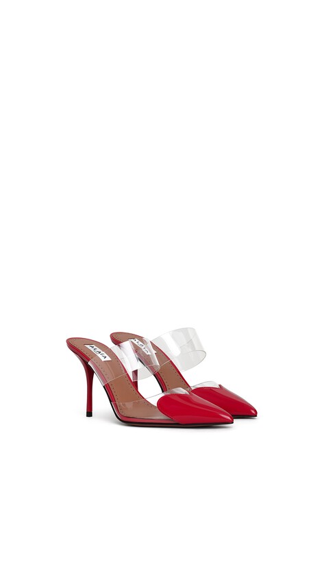 ALA&Iuml;A LE C&OElig;UR MULES IN PATENT LEATHER RED - View 2