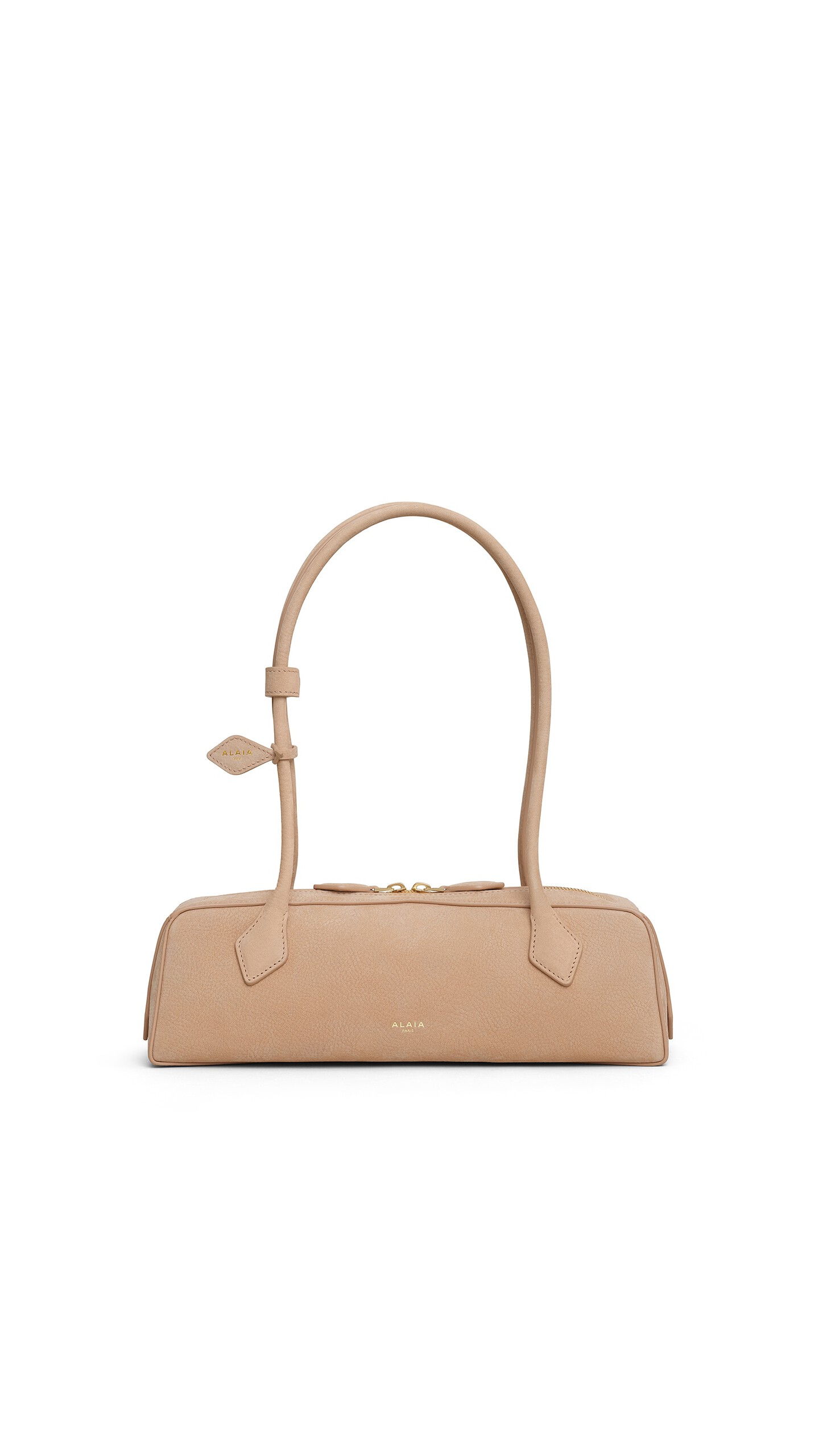 ALA&Iuml;A LE TECKEL MEDIUM BAG IN NUBUCK DESERT