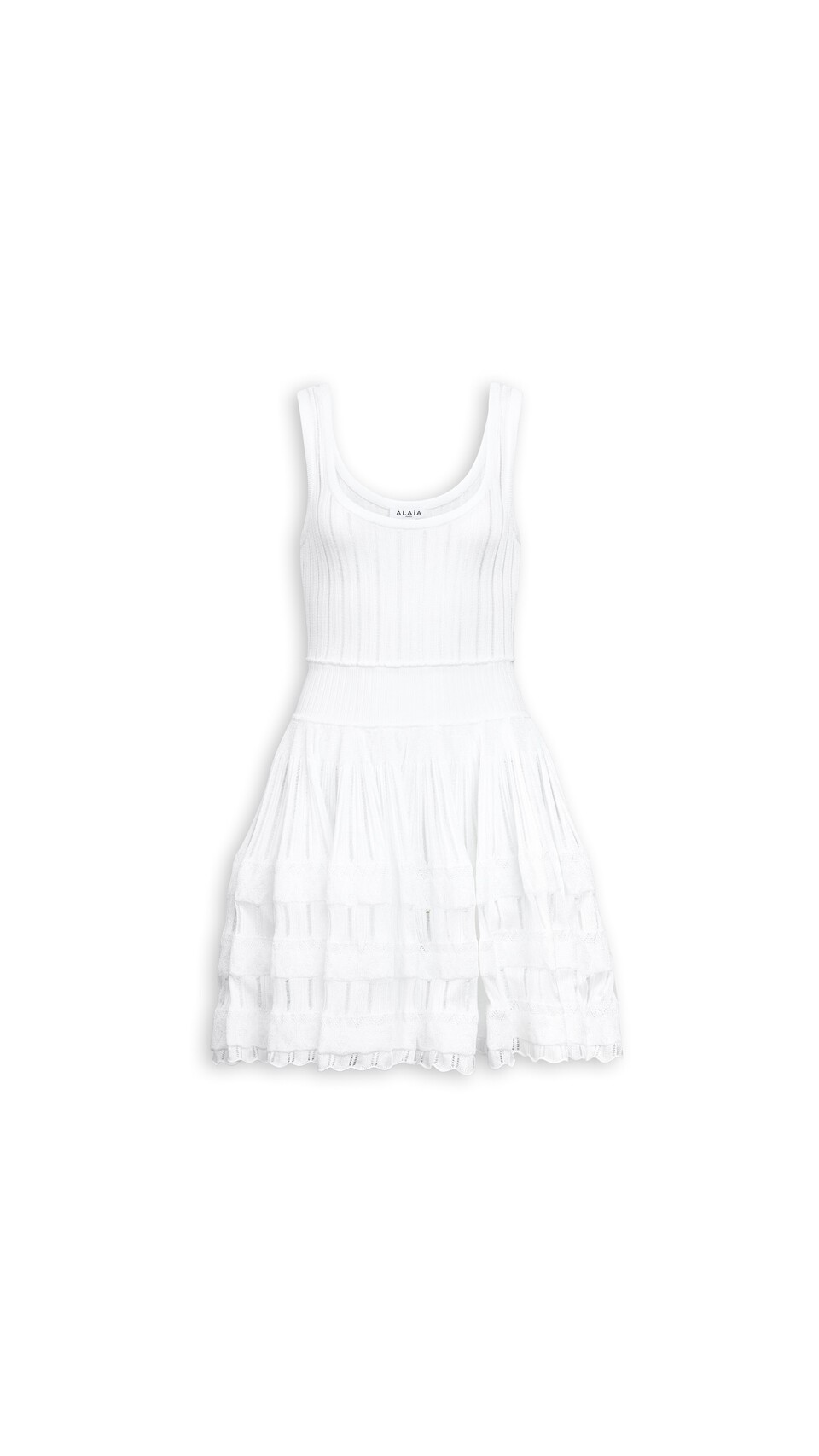 ALA&Iuml;A SHINY CRINOLINE DRESS OPTICAL WHITE