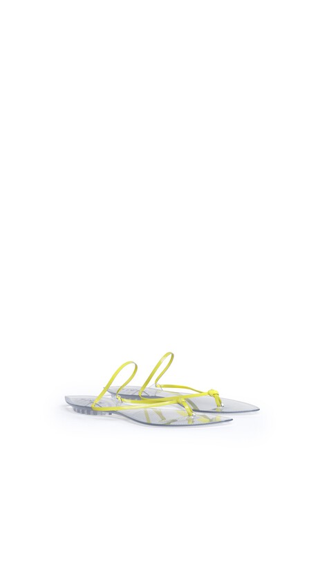 ALA&Iuml;A INVISIBLE THONG IN PATENT LEATHER LEMON YELLOW - View 2
