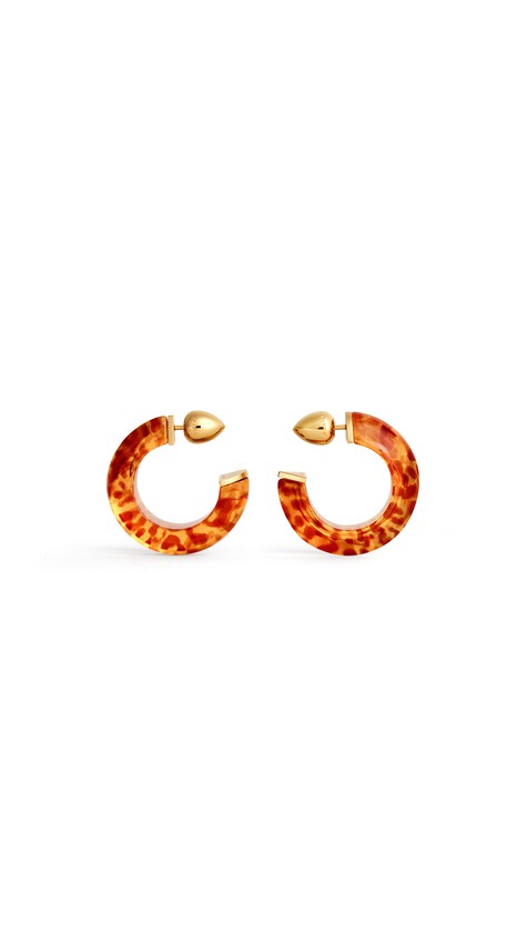 ALA&Iuml;A EDGE HOOPS EARRINGS BROWN