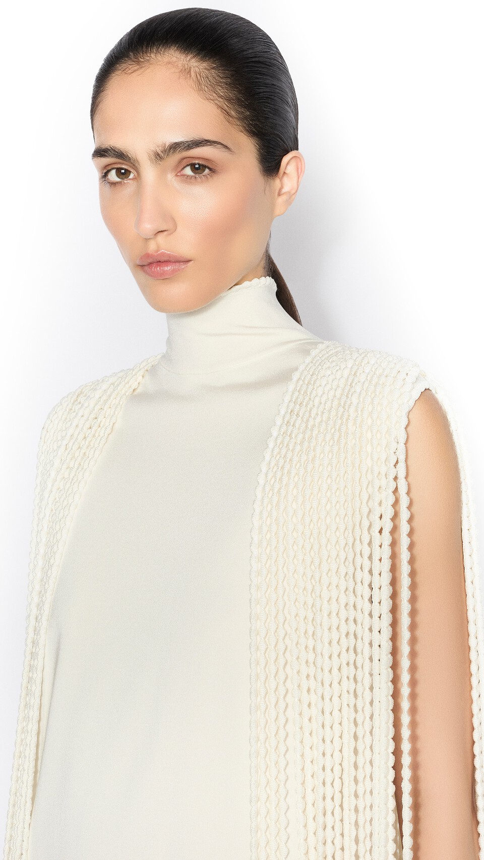 ALA&Iuml;A BEADED FRINGE MINI DRESS NATURAL WHITE - View 4