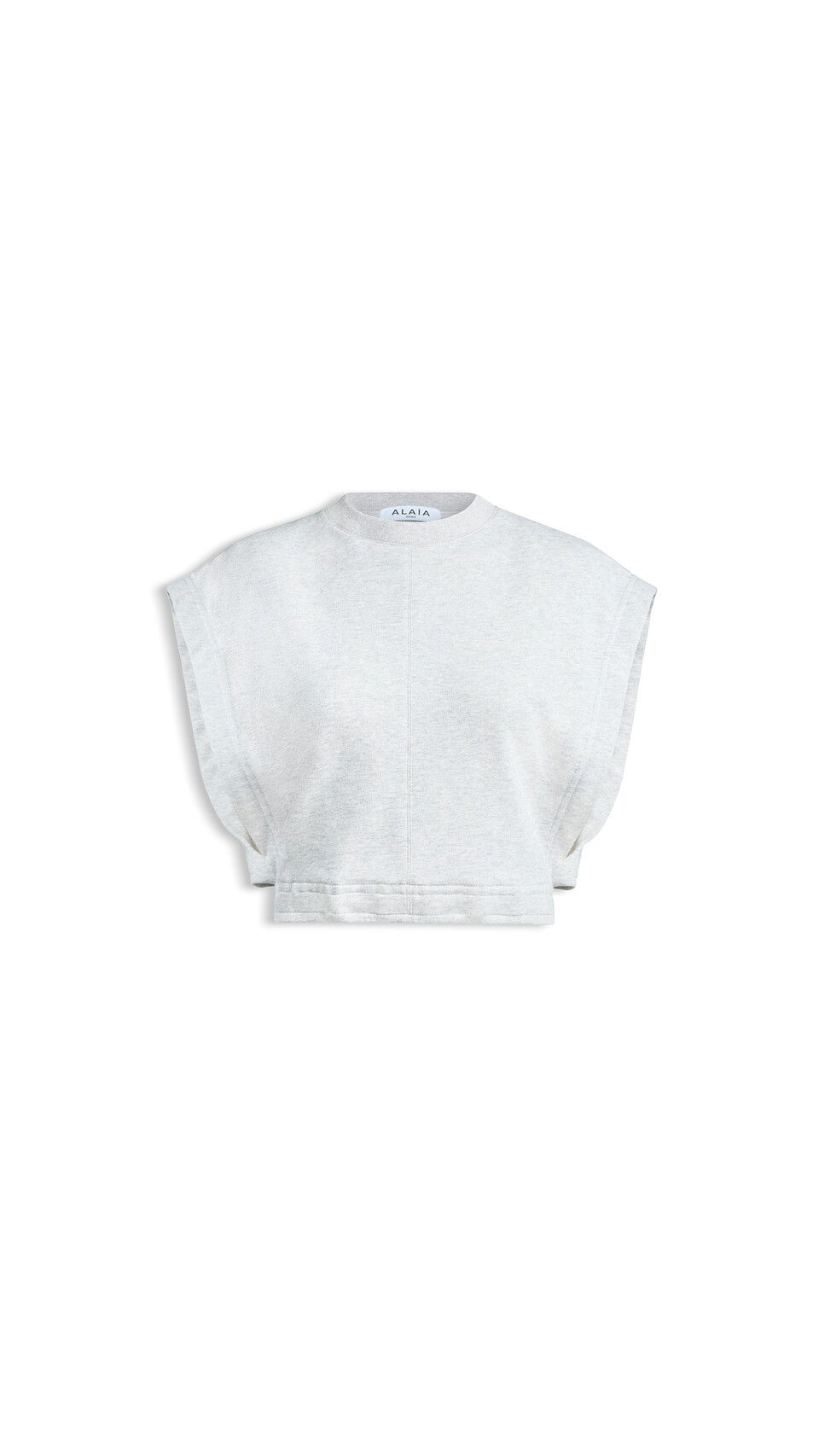 ALA&Iuml;A FLEECE JERSEY CROP TOP MIXED GREY