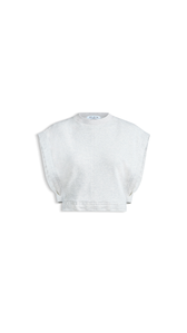 MIXED GREY - ALA&Iuml;A FLEECE JERSEY CROP TOP